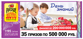 Проверить билет Русское лото 1195 тираж (Нажмите, чтобы увеличить) Проверить билет Русское лото 1195 тираж