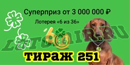 Проверить билет Лотерея 6 из 36 251 тираж